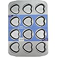 PME Non Stick 12 Cup Mini Heart Pan, Carbon Steel,Grey