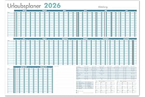 ‎PRIMUS-PRINT.DE PRIMUS PRINT - Mitarbeiter Urlaubsplaner - Wandkalender 2026 - Monatskalender - A1-594x841mm - bis zu 20 Mitarbeiter - Urlaubskalender - inklusive Feiertagen - diverse Ausführungen [1x Gerollt, Blau]