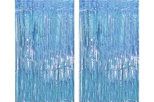 Drucilla Lametta Vorhang, 2 Stück Glitzer Folien Fransen Lametta Vorhänge, Glitzer Tinsel Curtain für Party, Geburtstag, Hochzeit, Happy Birthday Deko, 1m x 2m, Sky Blue