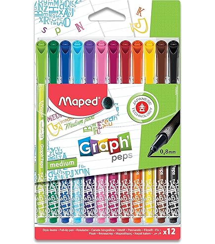 Maped Marker'Peps Window Felt Tip Pens For Windows, Wide Tip 5 Mm And Water-Erasable Ink – 6 Assorted Felt Pens With Glass Surfaces 1 Microfibre Cloth 20 X 20 Cm