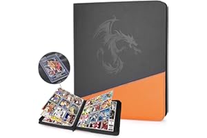 DCY BLUE Segregator Toploader 9 kieszeni, mieści 288 Toploaderów, album na karty kolekcjonerskie do MTG/TCG i etui na karty sportowe w rozmiarze 8 x 10 cm (pomarańczowy)