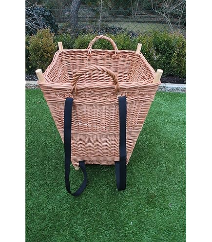 Gecheer Brennholz-Rucksack Aus Weide - Vielseitiger Tragekorb 44,5x37x50cm