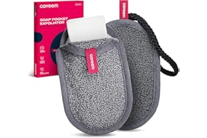 Seifenspender-Tasche mit Rauer & Sanfter Peeling-Oberfläche, Netzbeutel für Seifenstücke zur Körperreinigung, Waschbeutel mit Griff für Dusche und Bad (2er Pack)