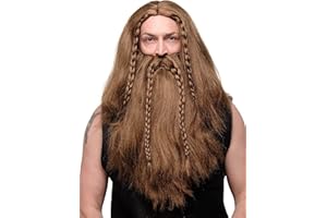 WIG ME UP - Party/Fancy Dress/Halloween brown Wig & Beard Erik Viking Chieftain Barbarian Berzerker Dwarf