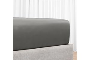 Luxus mako Satin Spannbettlaken Baumwolle 100x200 cm Dunkelgrau, weiches, Hotelqualität Spannbetttuch mit tiefen Taschen und Kopf- und Fußanhängern von California Design Den