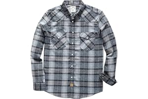 Dubinik® Camicia Flanella Uomo Invernale Camicia Uomo Flanella Cotone Western Cowboy con Bottone Automatico Vintage Quadri