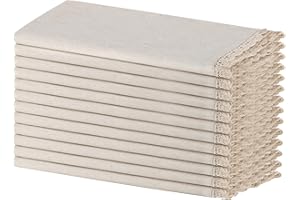 SWEETNEEDLE Sweet Needle - Paquete de 12 - Servilletas de Algodón Lino con Diseño de Encaje de Ganchillo Servilleta de Algodón 50x50 CM (20x20 IN) en Color Natural -Aspecto Premium -100% Fibra de Celulosa Natural