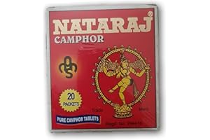 NATARAJ CAMPHOR Pure Camphor Tablets Used In Many Applications Ideal For Pooja, Scent, Hindu festivals 40 Grams