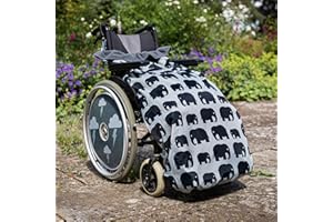 BundleBean - Fleece-Lined Wheelchair Cosy Cover (Grey Elephant) - Adult Size 100% Waterproof Rain Cover for Wheelchair Users, Universal Fit for Manual and Powered Wheelchairs, Easy to Fit, Blanket