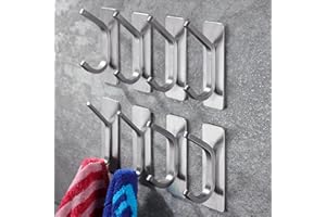 ZUNTO Set 8 Ganci Adesivi Porta Asciugamani da Parete Ganci Acciaio Inox Ganci Appendiabiti per Bagno e Cucina