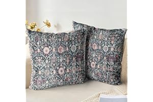 XPHZZL Pack of 2 Decorative Cushion Covers 45 x 45 cm Square Throw Pillow Case Boho Style Pillowcases for Sofa Bedroom Outdoor Patio Garden with Invisible Zipper - Black/Multi