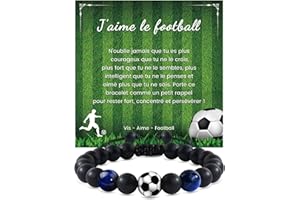 YELUWA Bracelet de Football, Football Fans Pierre Naturelle Inspirants Cadeau Anniversaire Original Utile pour Garçon Fille Cadeau Anniversaire Original Utile Cadeau Fille/Garçon 6 7 8 9 10 11 Ans