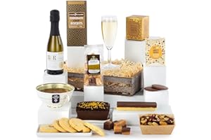 Virginia Hayward Prosecco & Afternoon Tea Hamper, Hampers & Gourmet Gifts - Loaf Cakes, Chocolate Treats, Tea & Prosecco - Prosecco Gifts for Women & Men, Present for Anniversary, Retirement, Birthday