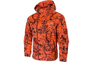 Full mundur Chaqueta de exterior, chaqueta de caza de camuflaje naranja, chaqueta cortavientos, impermeable, chaqueta funcional transpirable para hombre con capucha desmontable