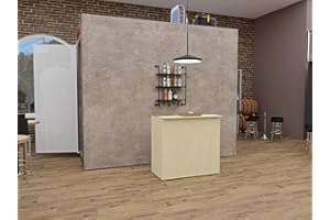 AIGENTLICH goodsforbusiness Verkaufstheke rollbar Holz B:118 x H:113,5cm x T:68cm Empfangstheke 3 große offene Fächer, erweiterbares Thekenelement (Ahorn)