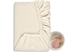 ‎KUNU KUNU Beistellbett Spannbettlaken aus Bio-Musselin - 100% Baumwolle – Weiche Premium-Qualität, passgenau für KUNU Beistellbett, universell passend, Bettlaken & Matratzenschoner – Geschenk zur Geburt