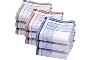 MERRYSQUARE Pañuelos de Tela Henry para Hombre - 100% Algodón Teñido en Hilo – 40x40 cm - Diseño Clásico y Elegante
