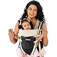 LuvLap Elegant Baby Carrier with 4 carry positions, lightweight & travel friendly, 4-24Month baby, Adjustable New-born to Toddler Carrier with cushioned leg support, Max weight 15Kg (Black)