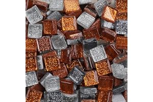 ANKTILY Bunte Glasmosaikfliesen,Bulk-Quadrat Mosaiksteine Glitzerkristall Glasstücke,Glasfliesen Glassteine für Basteln, Haus Deko, 200g, 1 x 1 cm(Retro)