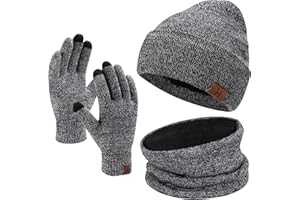 Bequemer Laden Conjunto Gorro Bufanda Guantes Tactiles para Hombre Mujer Invierno Regalo - Tricotado con Forro Fleece Caliente