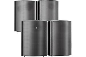 STUDIOFINIX 6,5 Pollice Outdoor Wall Mount Altoparlanti compatibili con Bluetooth (2 Coppie, Nero)