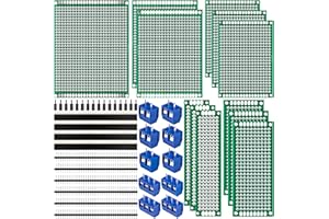 Miuzei Ensemble de 48 Cartes de Circuit Imprimé 12 Cartes de Prototypage à Double Face Universelles avec 10 Connecteurs Mâles/Femelles et 16 Colonnes en Nylon.