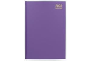 IMPRINT PRESS Imprint 2025 Premium Quality A4 Day to Page Diary with Full Page of Saturday & Sunday, Hardback Desk Diary with Ribbon Marker, Planner Organiser Diary (Purple)