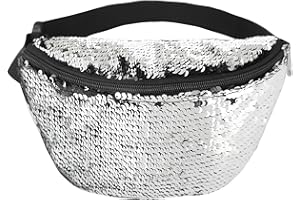 BEST FANCY DRESS One BFD Fanny Pack Waist Pack Bumbag Bum Bag Running Belt for Ladies Men Kids Festival Causal Holiday Wipe Clean Adjustable Strap (Sequin Silver)