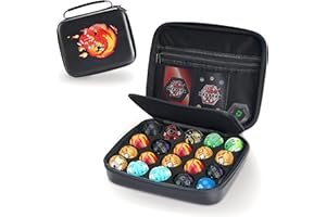 Yosuny Toy Organizer Storage Case Compatible with Bakugan Figures, BakuCores and Fighter Figures, Mini Toy Container Carrying Case (20 Pockets,Black)(No Toys)
