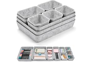 Eurhomewit 9 Stück Schubladen Organizer Filz, Schubladeneinsatz Büro Schubladen Ordnungssystem, Schminktisch Organizer für Schublade, Büro & Home Schrank Aufbewahrungsbox Organiser, Hellgrau