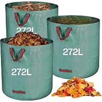 Sacs Jardin Déchets Verts 125L | Lot De 3 | Polypropylène Résistant | Réutilisables, Imperméables | Pour Feuilles, Herbe, Branchages