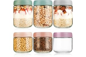 Solvant 6er-set Overnight Oats Gläser,Einmachgläser mit Schraubdeckel für Overnight Oats Salat Joghurt Pudding Chutney Marmelade,klein Gläser mit Deckel Als Mason Jar Meal Prep Boxen