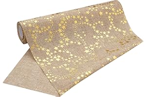 100%Mosel Runner da Tavola Effetto Iuta, Stelle Oro (28 cm x 5 m), elegante Decorazione da Tavola per Natale & Avvento, Decorazione festiva per occasioni Speciali