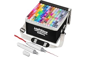 ‎HALOBIOS Halobios 168 Farben Alkohol Marker Set, Alcohol Twinmarker, Meißel & Feine Verdoppelt Spitzt Alkohol Permanenter Marker Stifte mit Anti-Seepage Abstandshaltern für Manga, Design, Malerei, Zeichnung