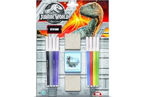 Multiprint Blister 2 Timbri per Bambini Jurassic World, 100% Made in Italy, Set Timbrini Bimbi Personalizzati, in Legno e Gomma Naturale, Inchiostro Lavabile Atossico, Idea Regalo, Art.26975