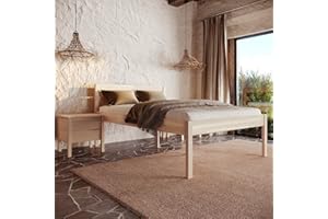 HANSALES Łóżko dla seniora 140 x 200 cm Triin Scandi Style z twardego drewna brzozowego FSC® - ponad 700 kg - łóżko drewniane 55 cm wysokości z zagłówkiem - stabilne łóżko pojedyncze dla seniorów