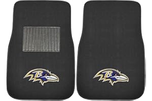 FANMATS 10336 NFL - Baltimore Ravens 2-pc Embroidered Car Mat Set | Black | 17"x25.5" | Raven Head Primary Logo