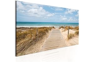 CUADROS B&D XXL murando Cuadro en Lienzo Playa 135x45 cm 1 parte impresión en material tejido no tejido cuadro de pared impresión artística fotografía gráfica decoración Naturaleza Paisaje Mar c-A-0105-b-a