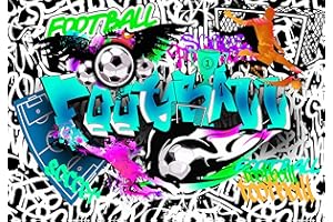 decomonkey - Papier Peint Intissé Graffiti Football 350x256 cm - Panoramique Image XXL Maison Chambre Déco Photo Murale Décorative Tenture Murale pour Appartement Décoration Salon