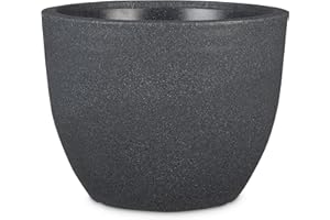Scheurich Firenze 60, Pflanzgefäß/Blumentopf/Pflanzkübel, rund, Farbe: Schwarz-Granit, hergestellt mit recyceltem Kunststoff, 10 Jahre Garantie, für den Außenbereich