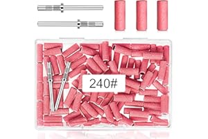 METEOROCK 100 Pcs Small Sanding Bands for Nail Drill - 240 Grit, Extreme Fine Sanding Bands with 3.1MM Mandrel Bit for Natural Nails, Acrylic, Gel Manicures and Pedicure