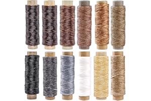 ISIYINER Filo Cerato Cordoncino Cerato in Cuoio 30m x 12 Rotoli 150D Filo Cerato Cucito per Artigianato in Pelle Fai da Te Craft 12 Colori