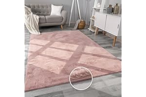 Paco Home Tapis De Salon Fausse Fourrure Peluche Tapis Shaggy Long Lavable, Dimension:120x160 cm, Couleur:Pink