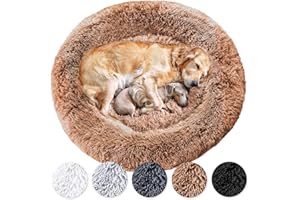 Wahre Tierliebe Hundebett Donut - Das Original - waschbar [M, 80cm, braun] Hundekissen, Hundekorb, Flauschiges Hundebett für große, mittelgroße & kleine Hunde