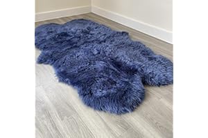 SHEEPSKIN WORLD Arthur Cameron - Genuine Double-Fleece Sheepskin Rug with a Natural Suede Backing - Non-Allergenic, Extra Thick & Dense Wool with a Soft, Fluffy Texture