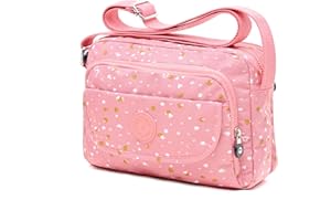 tuokener Borsa a Spalla Borsetta Donna Tracolla in Nylon Impermeabile da Viaggio Crossbody Bag Waterproof,Rosa