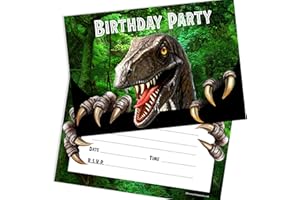 Olivia Samuel 20 x Dinosaur Birthday Party Invites from Ready to Write Birthday Invitations with Envelopes
