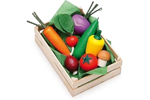 Erzi 28110 Asortyment warzyw z drewna, artykuły sklepowe dla dzieci, odgrywanie ról