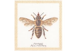 THEA GOUVERNEUR SINCE 1959 Thea Gouverneur - Counted Cross Stitch Kit - Honey Bee - Aida - 16 Count - Embroidery Kit for Adults - DMC Embroidery Threads and Other Cross Stitch Supplies Included - 3017A
