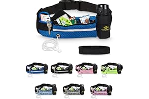 ‎LUCKY HUMANS Lucky Humans Laufgürtel für Sport, Joggen & Laufen mit Handy-Tasche blau - Damen & Herren Bauchtasche mit Flaschen & Handy-Halterung - Trinkgürtel Running & Walking Belt - Jogging & Lang-Lauf Zubehör